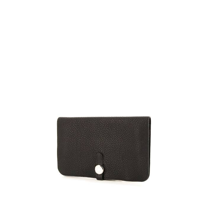Hermes Bearn Compact Wallet Togo Leather Palladium Hardware In Black