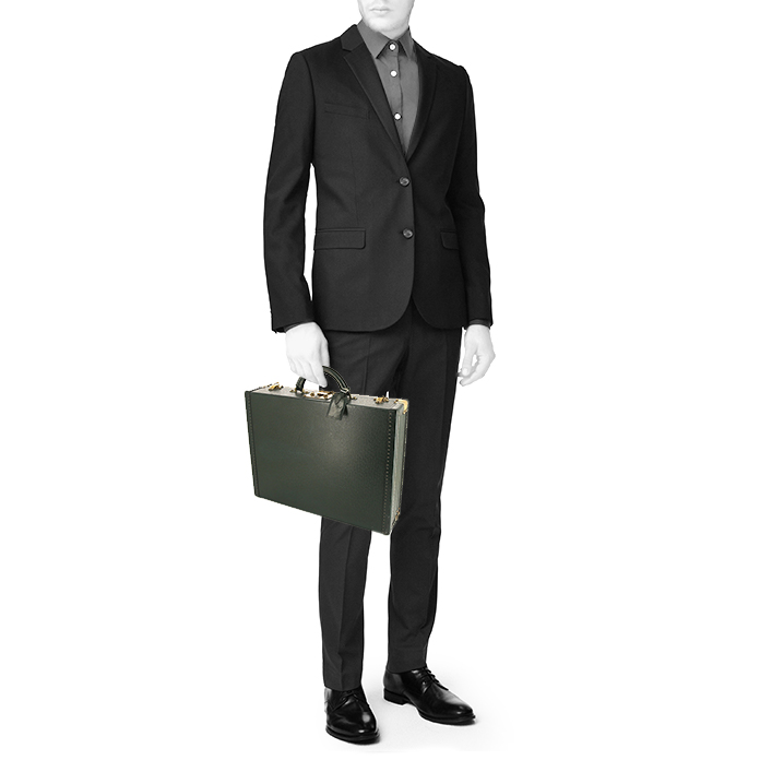 Louis Vuitton President briefcase in green taiga leather - Detail D1
