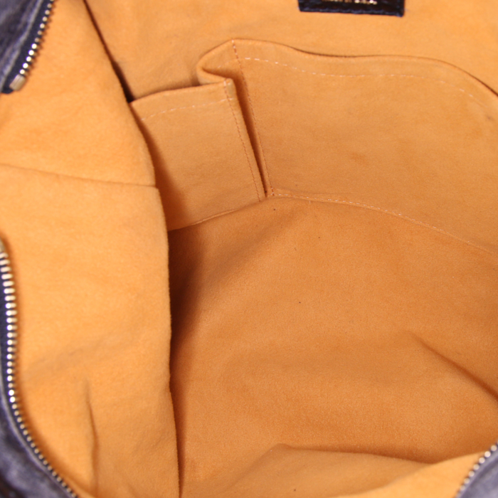 Louis Vuitton handbag in black monogram denim canvas and black leather - Detail D3