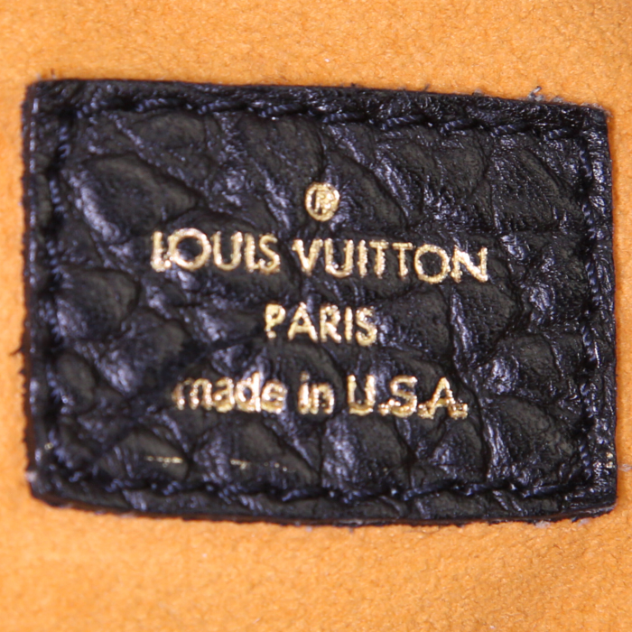 Borsa Louis Vuitton in tela denim monogram nera e pelle nera - Detail D4