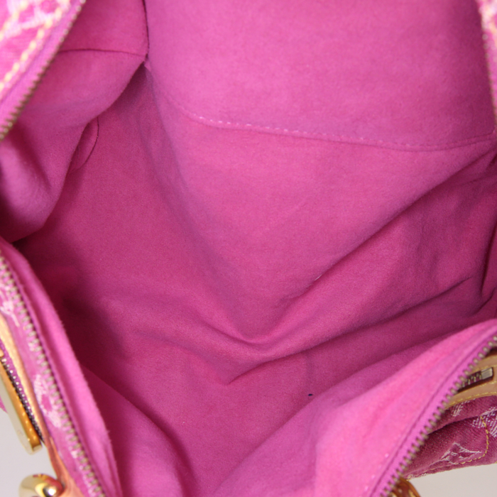 Borsa Louis Vuitton Speedy Editions Limitées in denim rosa e pelle naturale - Detail D2