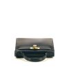 Hermes Kelly 28 cm handbag in navy blue box leather - 360 Front thumbnail
