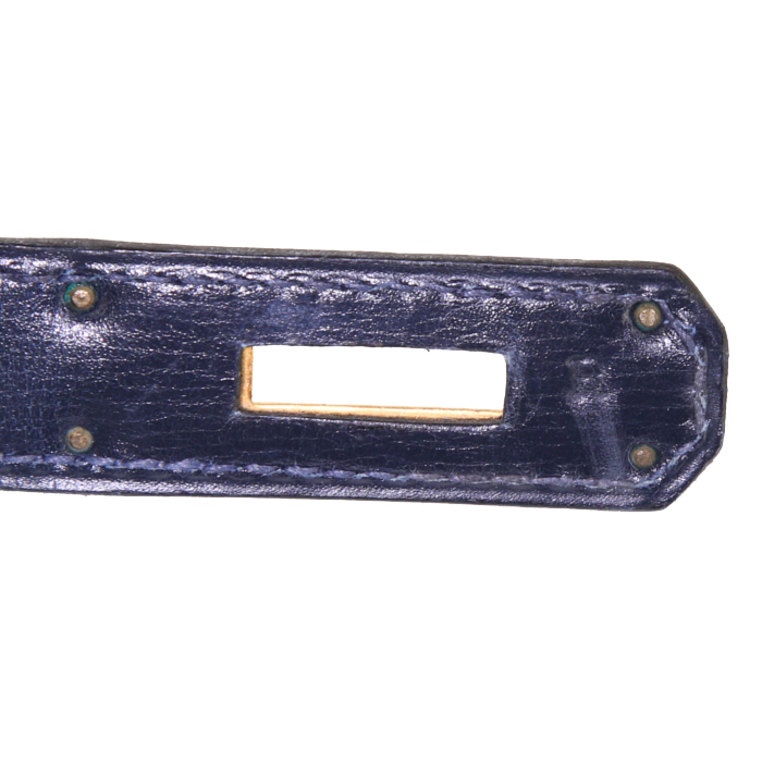 Sac à main Hermes Kelly 28 cm en cuir box bleu-marine - Detail D5