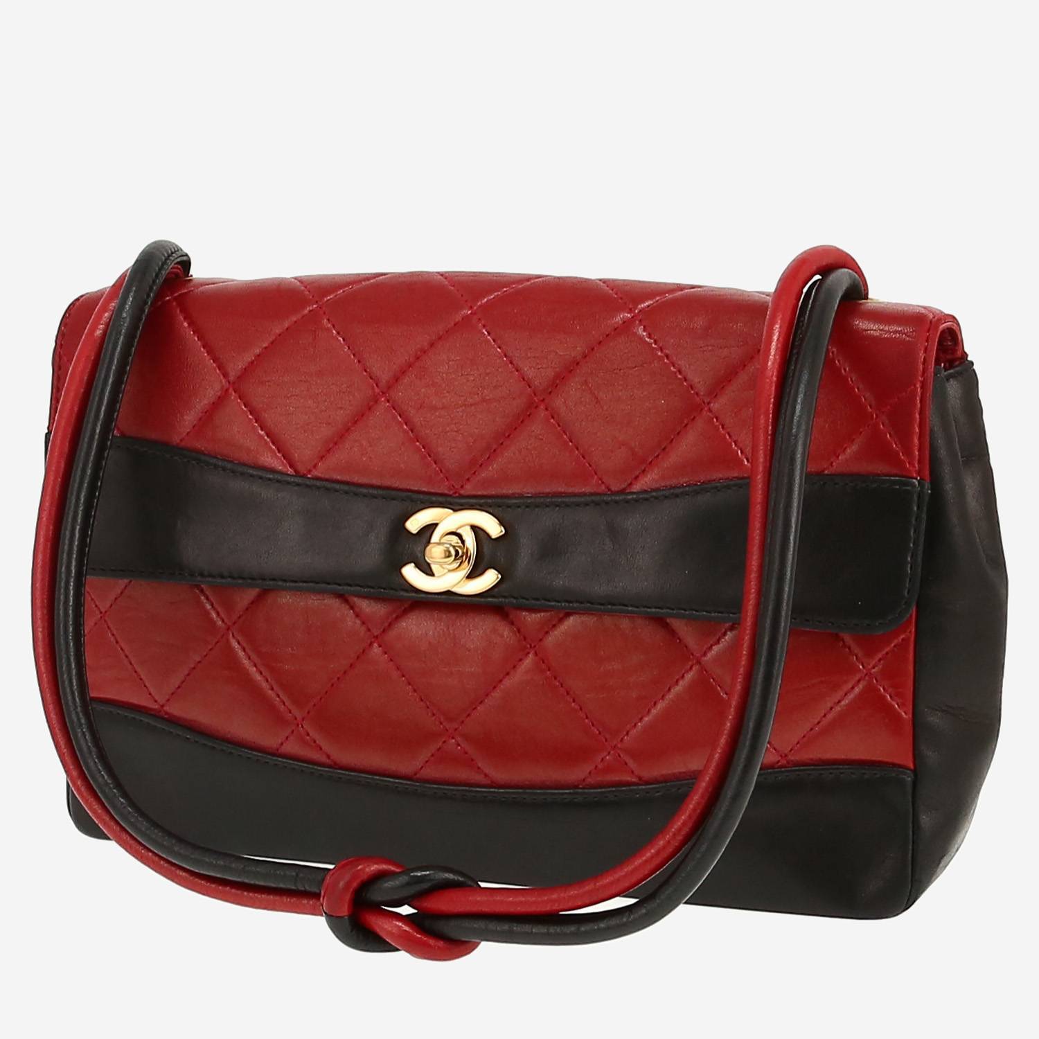 Borsa Chanel in pelle trapuntata bordeaux e pelle nera