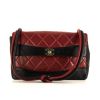 Chanel handbag in burgundy quilted leather and black leather - 360 thumbnail
