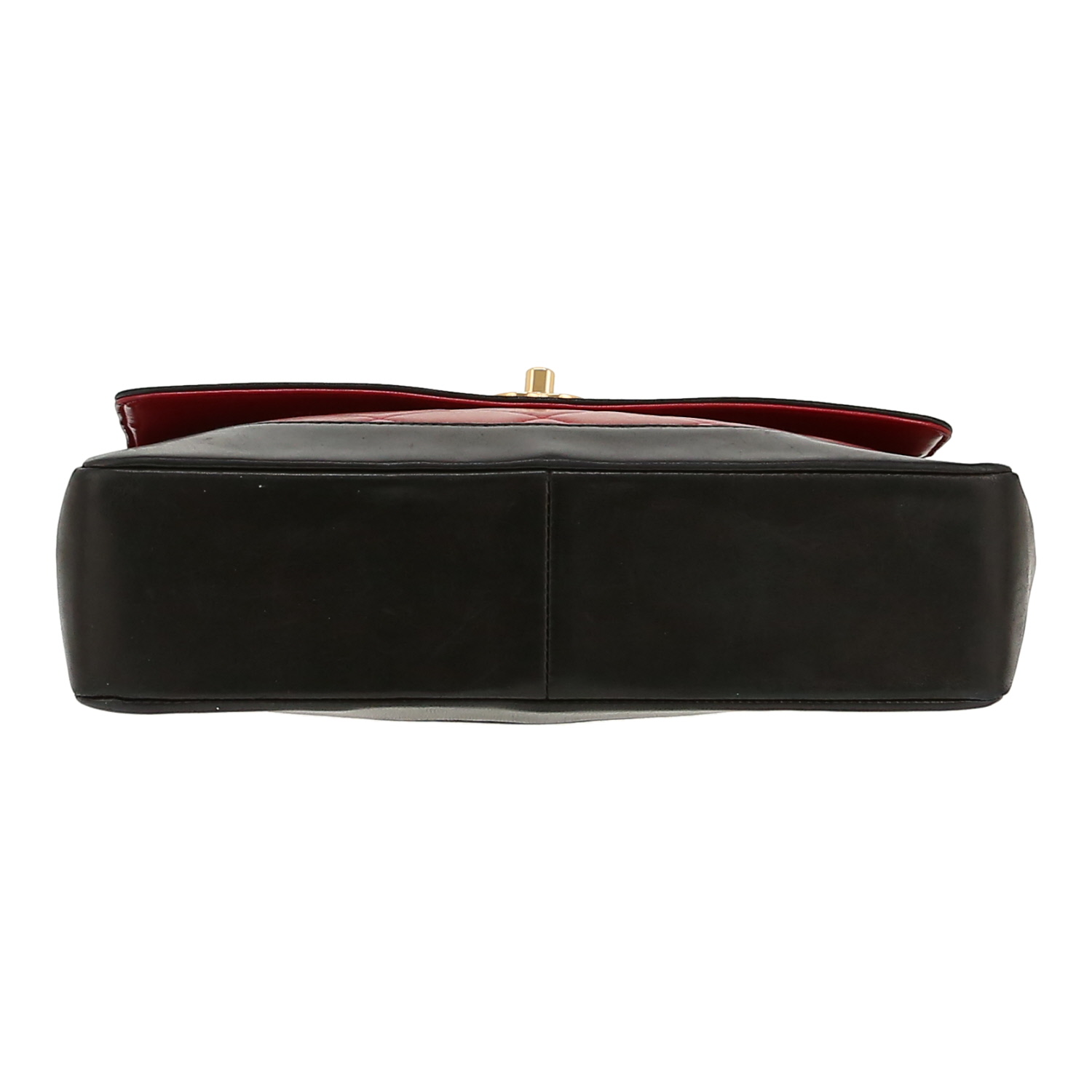 Chanel handbag in burgundy quilted leather and black leather - Detail D1
