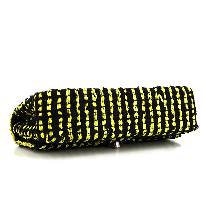 Chanel  Timeless Classic handbag  in black and yellow quilted jersey - Detail D5
