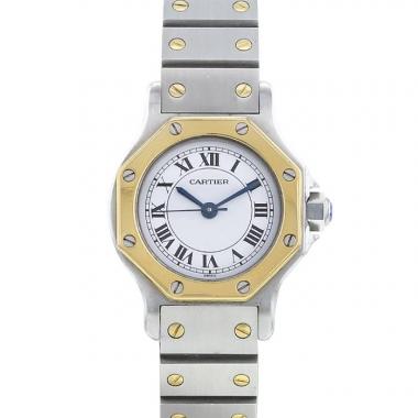 Reloj Cartier Santos Ronde de oro y acero Ref :  0907 Circa  1990