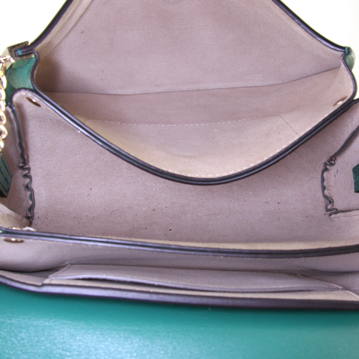 Chloé Faye small model shoulder bag in green leather - Detail D2