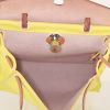 Hermes Herbag handbag in yellow canvas and brown leather - Detail D3 thumbnail