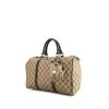 Gucci Boston handbag in beige monogram canvas and dark brown patent leather - 00pp thumbnail