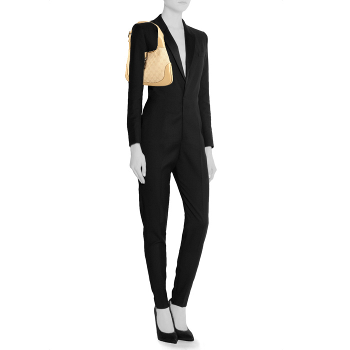 Bolso de mano Gucci Jackie en lona Monogram beige y cuero beige - Detail D1