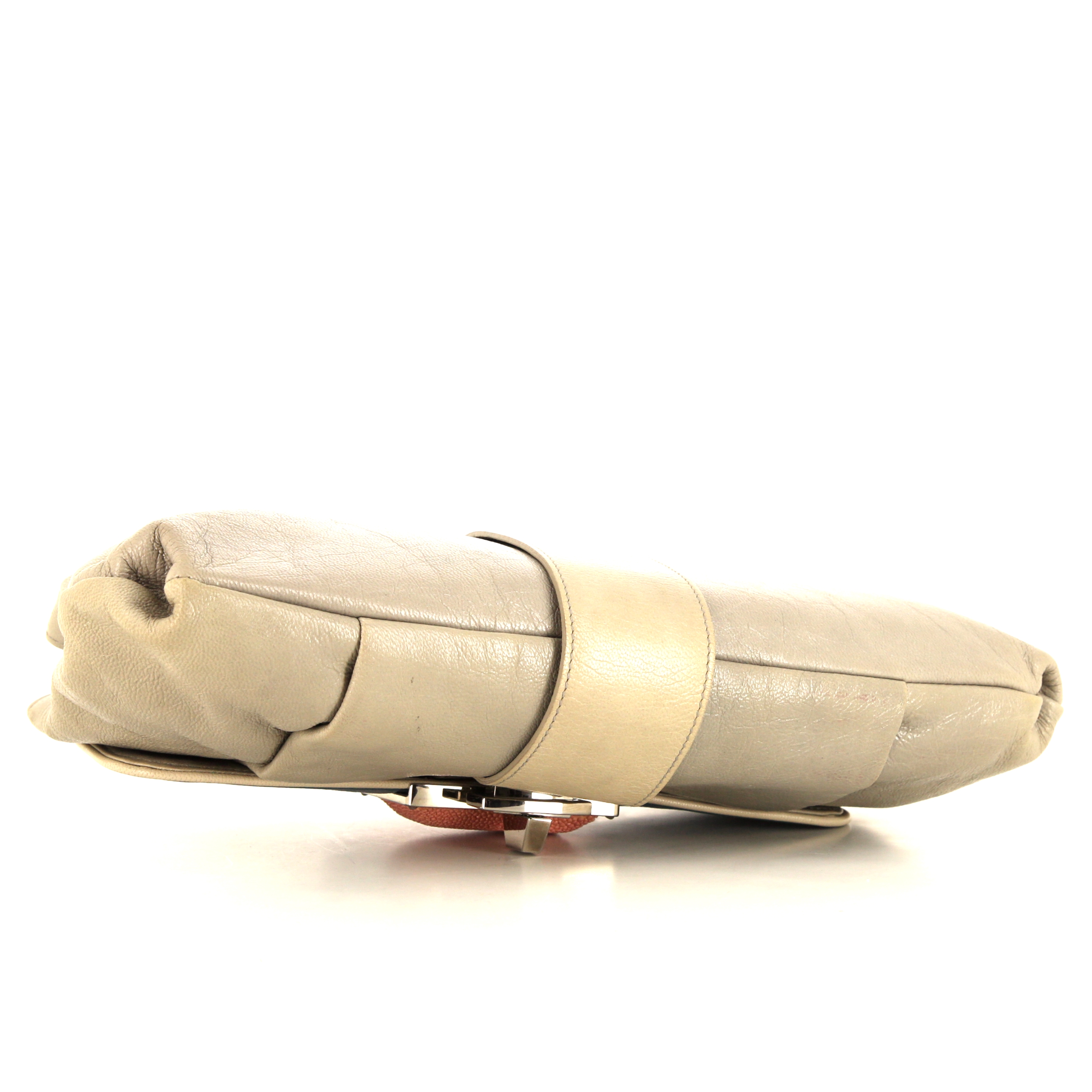 Pochette Balenciaga Classic City in pelle grigia blu nera e rosa - Detail D4