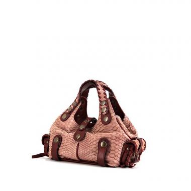 Borsa Chloé Silverado in pitone rosa e pelle bordeaux