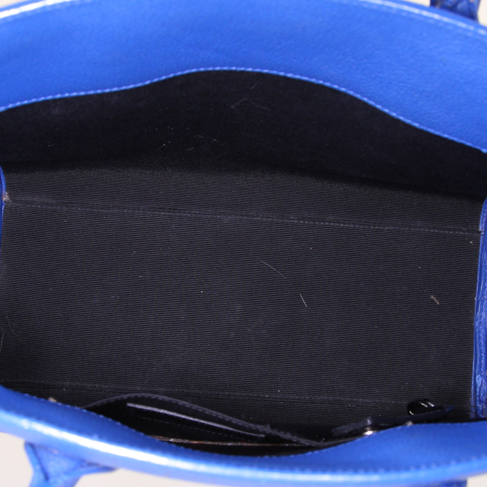 Borsa a tracolla Saint Laurent Sac de jour Baby in pelle blu - Detail D3