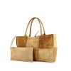 Bottega Veneta Arco 33 bag worn on the shoulder or carried in the hand in beige and brown suede - 00pp thumbnail