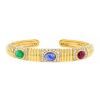 Opening Bulgari 1970's bracelet in yellow gold,  diamonds and colored stones - 00pp thumbnail