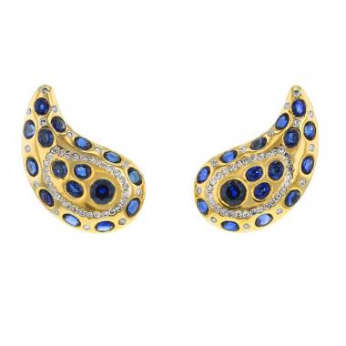 Herail 1980's in yellow gold,  sapphires and diamonds