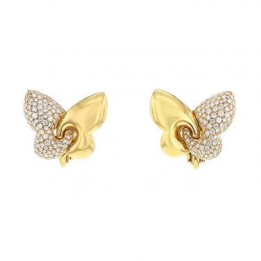Paire de boucles d'oreilles époque années 90 Bulgari en or jaune et diamants