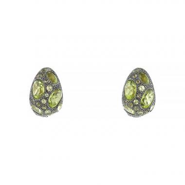Pomellato Tabou earrings in pink gold,  silver and peridots