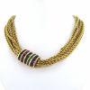 Flexible Herail necklace in yellow gold, amethysts, emeralds, sapphires and rubies - 360 thumbnail