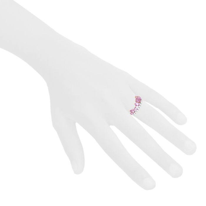 Bague Vintage en or blanc,  saphirs roses et diamants - Detail D1
