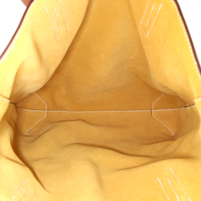 Bolso Cabás Hermes Double Sens en cuero swift color oro y ante amarillo - Detail D2