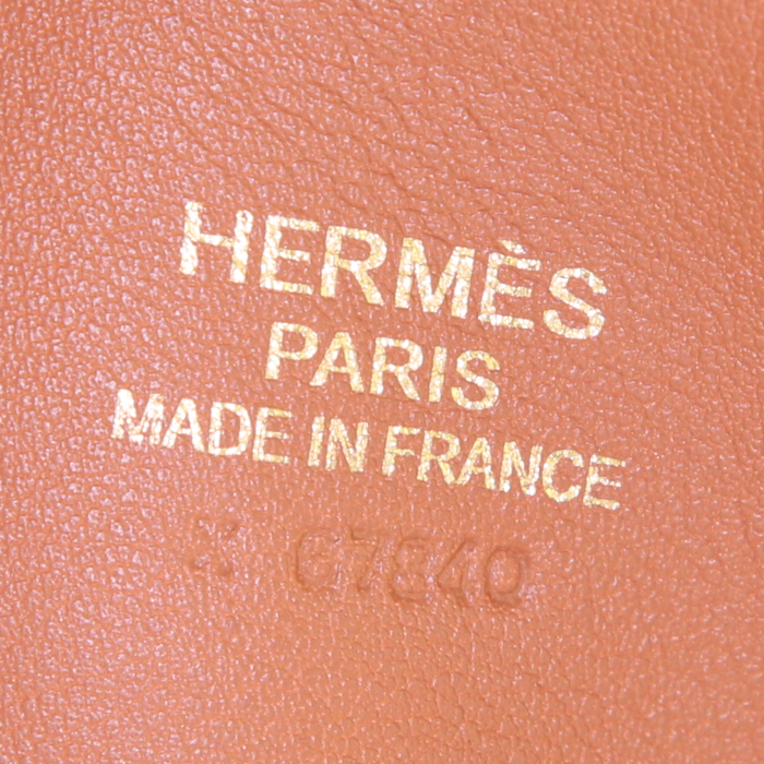 Bolso Cabás Hermes Double Sens en cuero swift color oro y ante amarillo - Detail D3