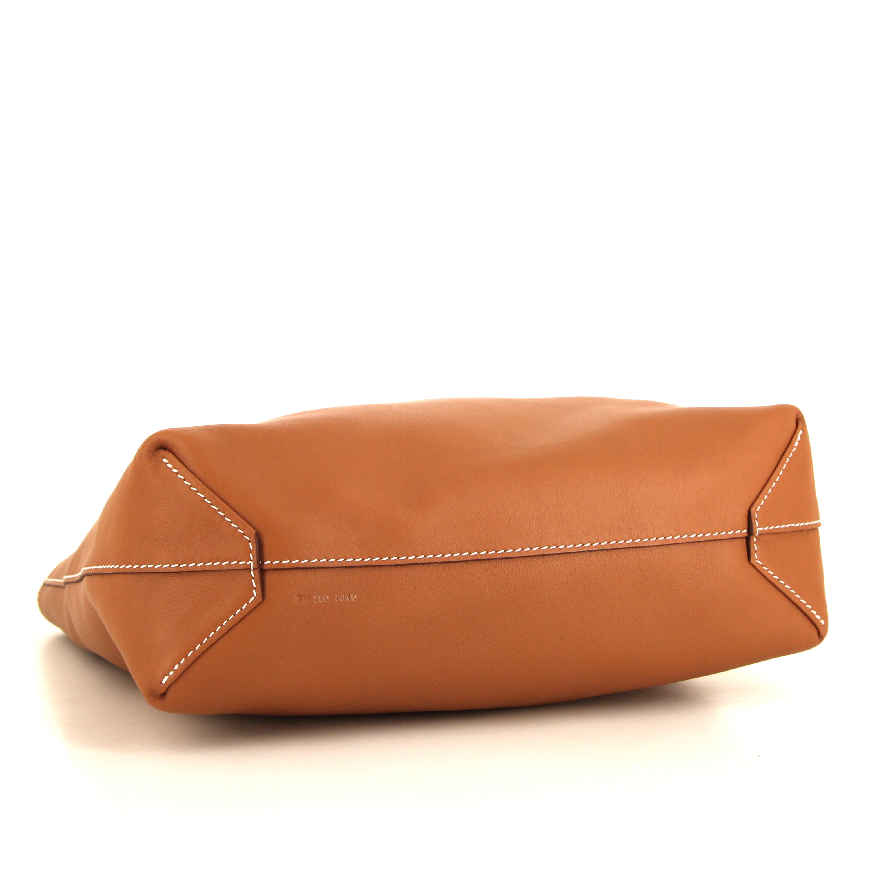 Bolso Cabás Hermes Double Sens en cuero swift color oro y ante amarillo - Detail D4