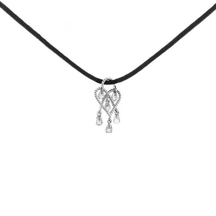 Poiray small model pendant in white gold and smoked quartz - 00pp