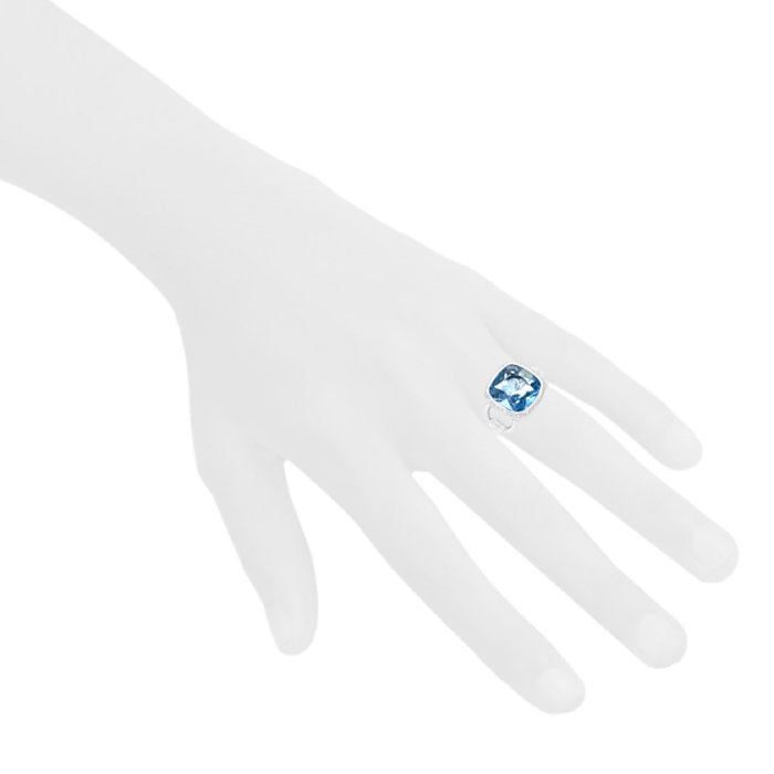 Bague semi-articulée Poiray Indrani grand modèle en or blanc,  topaze et diamants - Detail D1