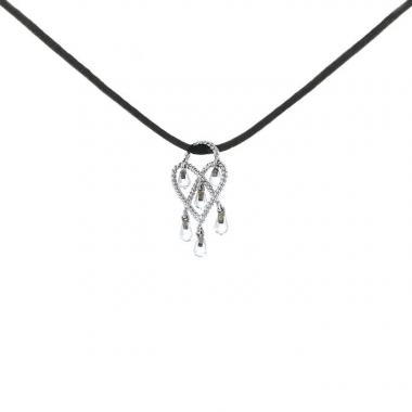 Pendentif Poiray petit modèle en or blanc et quartz brun