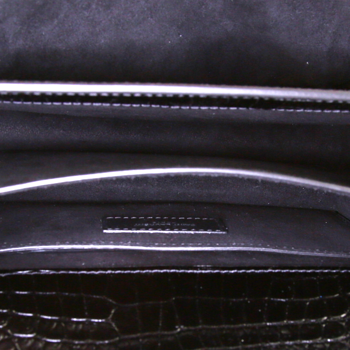 Saint Laurent Sunset shoulder bag in black leather - Detail D3