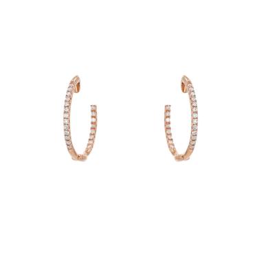 Orecchini a cerchio Vintage modello medio in oro rosa 14k e diamanti