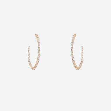 Orecchini a cerchio Vintage modello medio in oro giallo 14k e diamanti