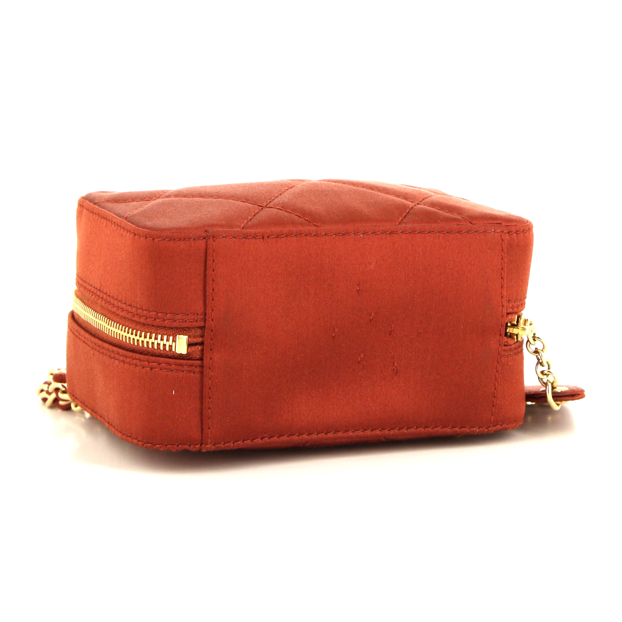 Chanel Vintage pouch in rust-coloured satin - Detail D4