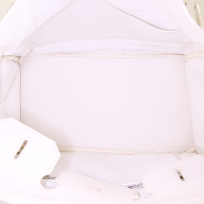 Sac à main Hermes Birkin 35 cm en cuir togo blanc - Detail D2