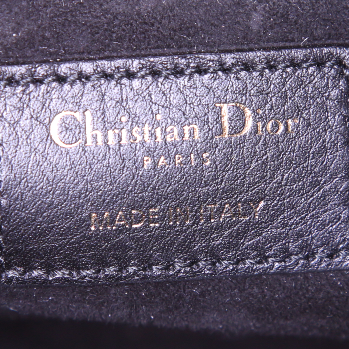 Bolso de mano Dior Lady Dior Edition Limitée en tela bordada azul - Detail D4