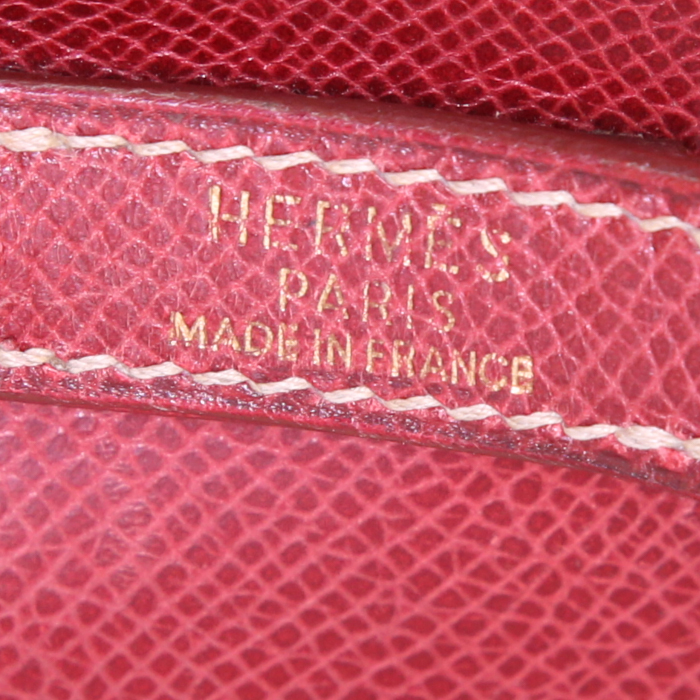 Bolso para llevar al hombro o en la mano Hermès Trim en cuero Courchevel rojo - Detail D3