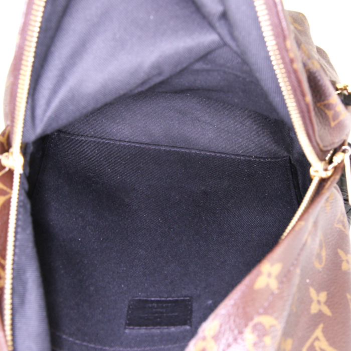 Louis Vuitton Palm Springs Backpack small model backpack in brown monogram canvas and black leather - Detail D2