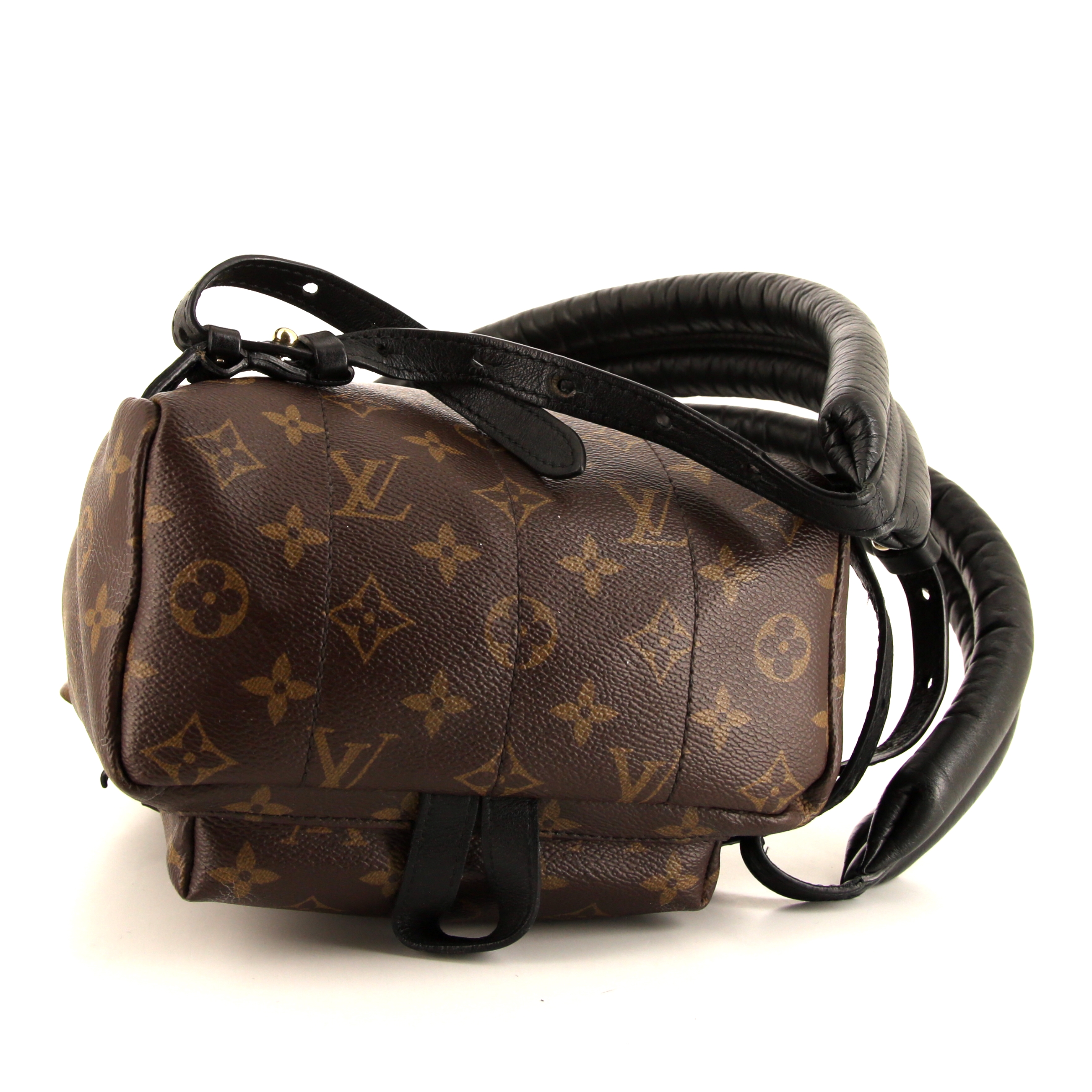 Zaino Louis Vuitton Palm Springs in tela monogram marrone e pelle nera - Detail D4