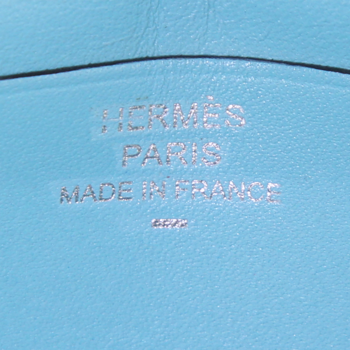 Hermès  Bearn wallet  in Bleu Atoll Swift leather  and green lizzard - Detail D3