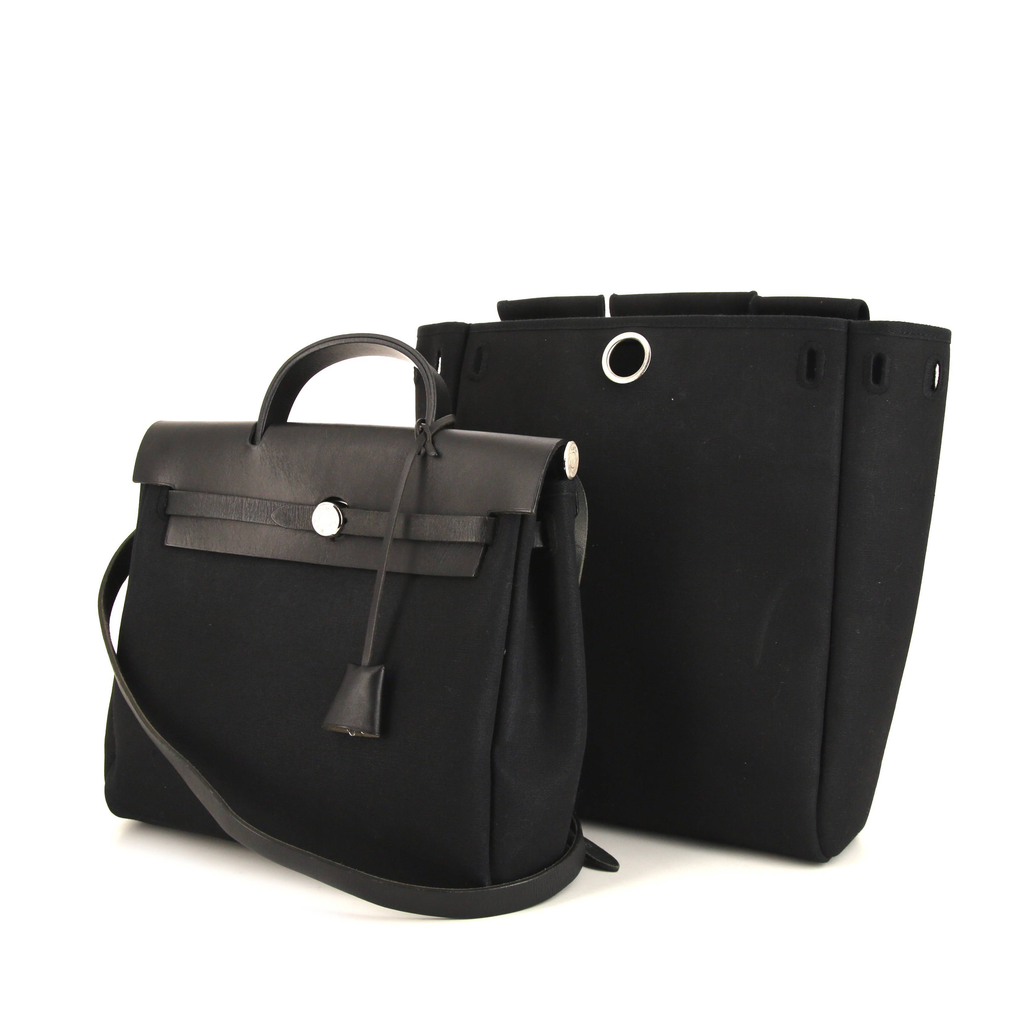 Herbag cloth handbag Hermès Black in Cloth - 25485891