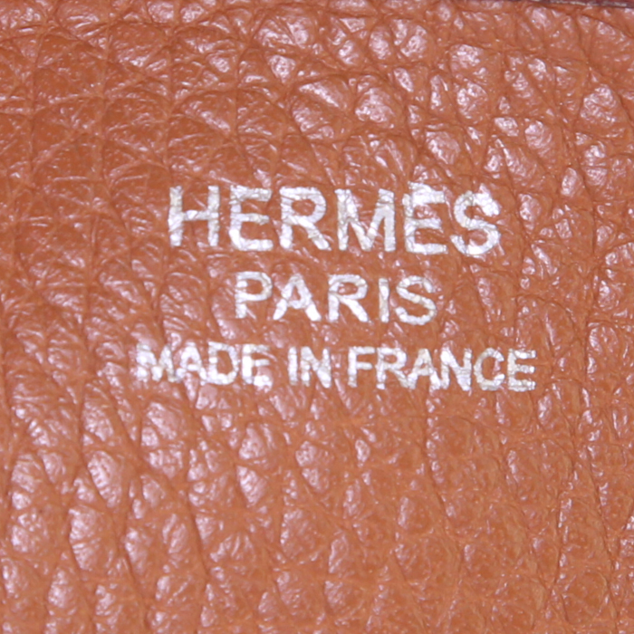 Bolso bandolera Hermes Evelyne modelo pequeño en cuero togo color oro - Detail D3