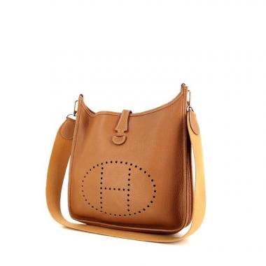 Hermes Evelyne small model shoulder bag in gold togo leather