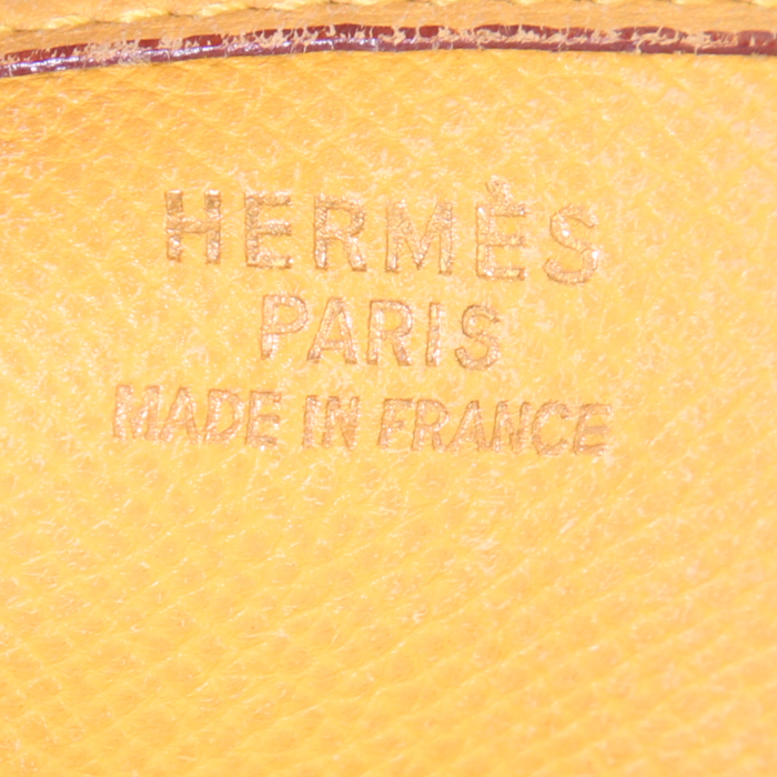 Sac bandoulière Hermes Evelyne grand modèle en cuir Courchevel jaune - Detail D3