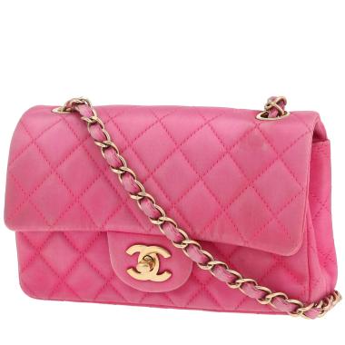 Chanel  Timeless Mini shoulder bag  in pink satin