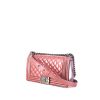 Chanel Boy shoulder bag in patent quilted leather and metallic pink leather - 00pp thumbnail