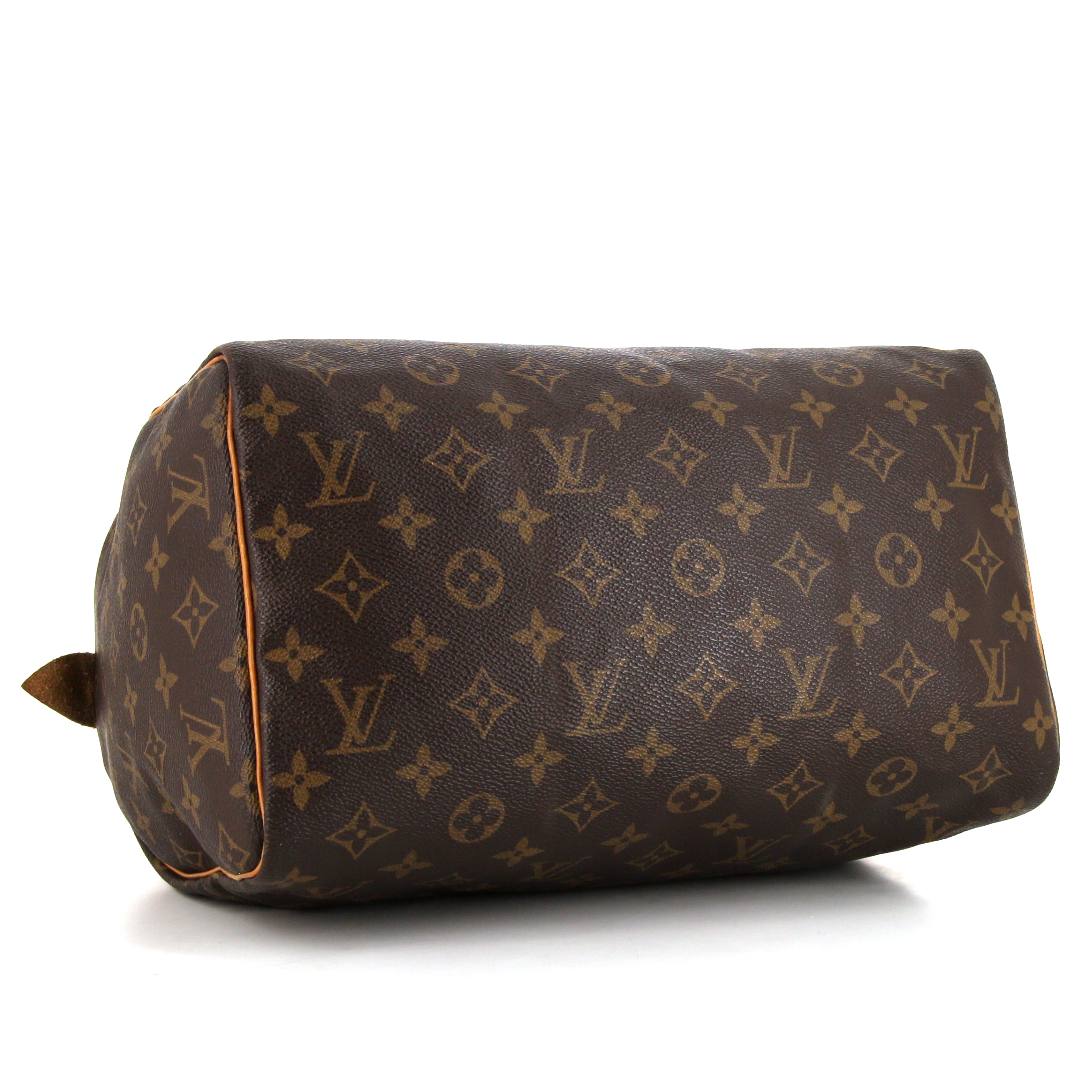 Louis Vuitton  Speedy 30 handbag  in brown monogram canvas  and natural leather - Detail D4
