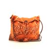 Hermès shoulder bag Silk City in orange silk and Barenia leather - 360 thumbnail